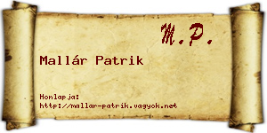 Mallár Patrik névjegykártya